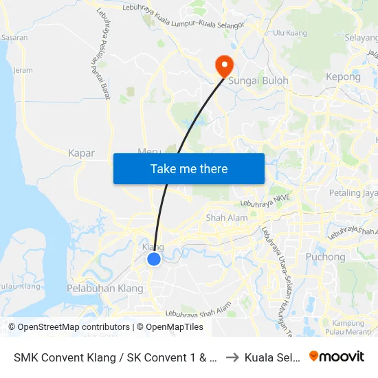 SMK Convent Klang / SK Convent 1 & 2 Klang (Bd53) to Kuala Selangor map