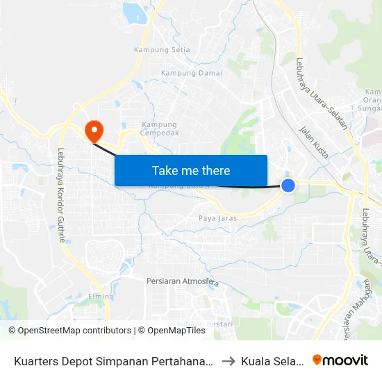 Kuarters Depot Simpanan Pertahanan (Sa640) to Kuala Selangor map