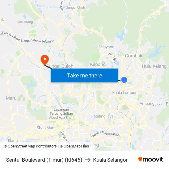 Sentul Boulevard (Timur) (Kl646) to Kuala Selangor map