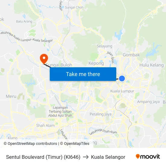 Sentul Boulevard (Timur) (Kl646) to Kuala Selangor map