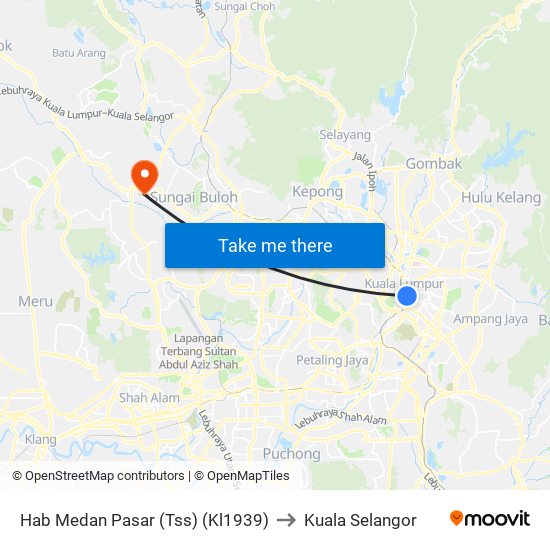 Hab Medan Pasar (Tss) (Kl1939) to Kuala Selangor map
