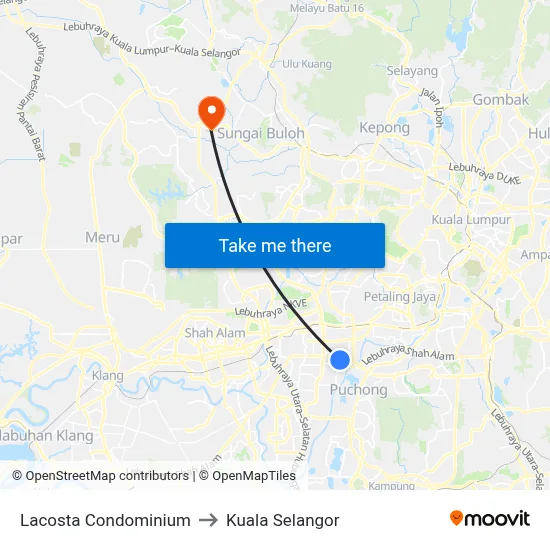 Lacosta Condominium to Kuala Selangor map
