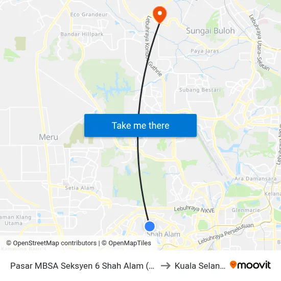 Pasar MBSA Seksyen 6 Shah Alam (Sa966) to Kuala Selangor map