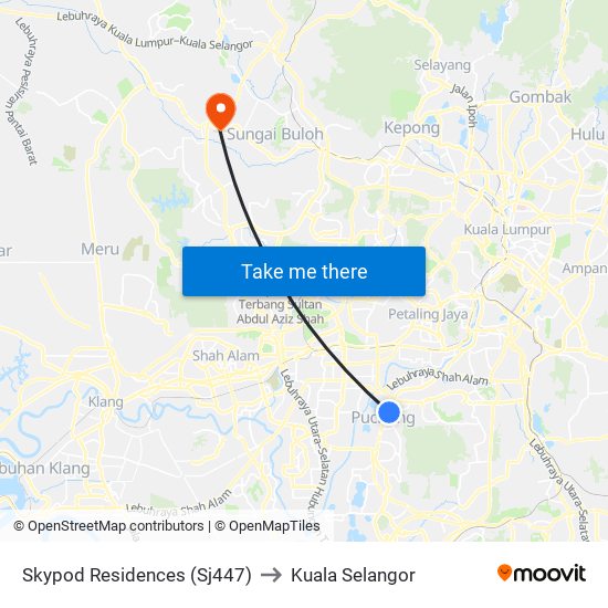 Skypod Residences (Sj447) to Kuala Selangor map