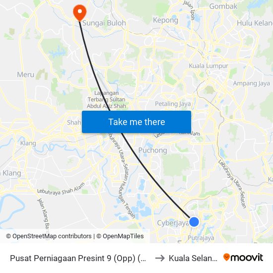 Pusat Perniagaan Presint 9 (Opp) (Ppj96) to Kuala Selangor map