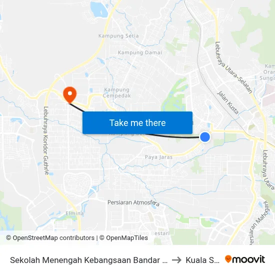 Sekolah Menengah Kebangsaan Bandar Baru Sungai Buloh (Sa636) to Kuala Selangor map