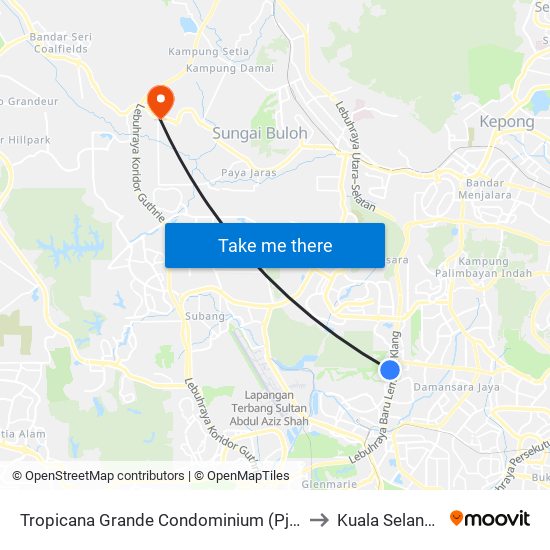 Tropicana Grande Condominium (Pj806) to Kuala Selangor map