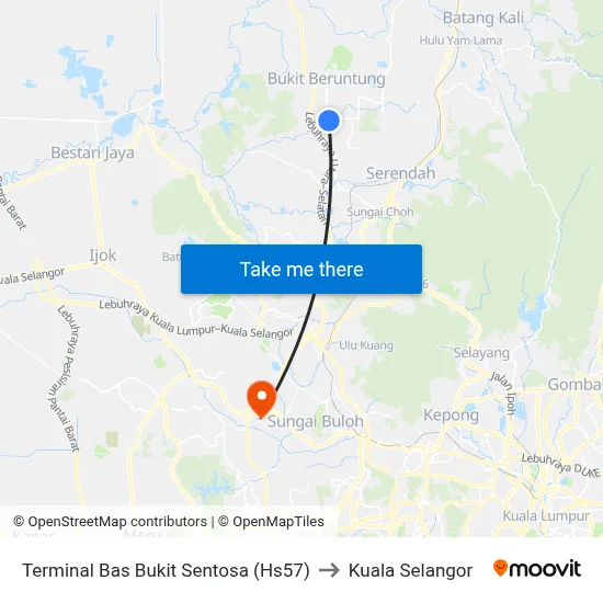 Terminal Bas Bukit Sentosa (Hs57) to Kuala Selangor map