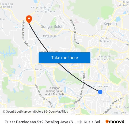 Pusat Perniagaan Ss2 Petaling Jaya (Selatan) (Pj346) to Kuala Selangor map