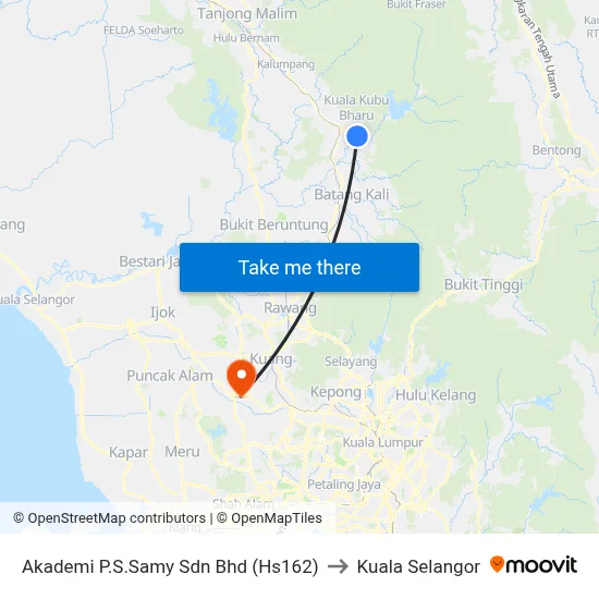 Akademi P.S.Samy Sdn Bhd (Hs162) to Kuala Selangor map