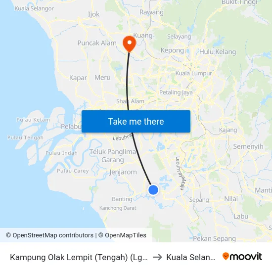 Kampung Olak Lempit (Tengah) (Lg128) to Kuala Selangor map