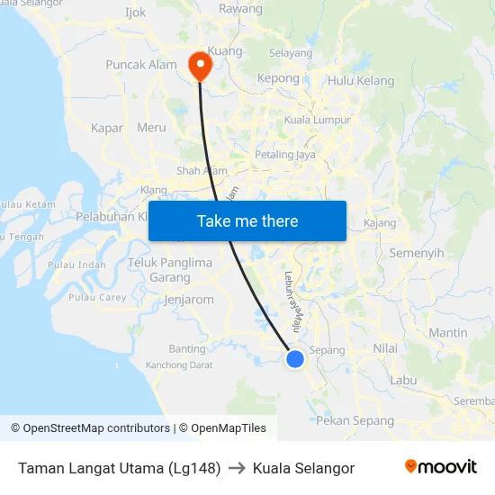 Taman Langat Utama (Lg148) to Kuala Selangor map