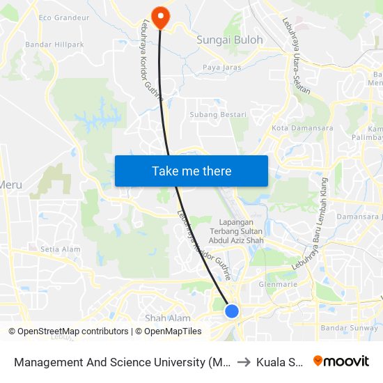 Management And Science University (Msu), Shah Alam (Sa114) to Kuala Selangor map