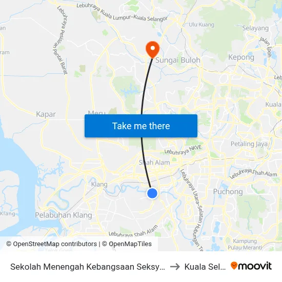 Sekolah Menengah Kebangsaan Seksyen 24 Shah Alam to Kuala Selangor map