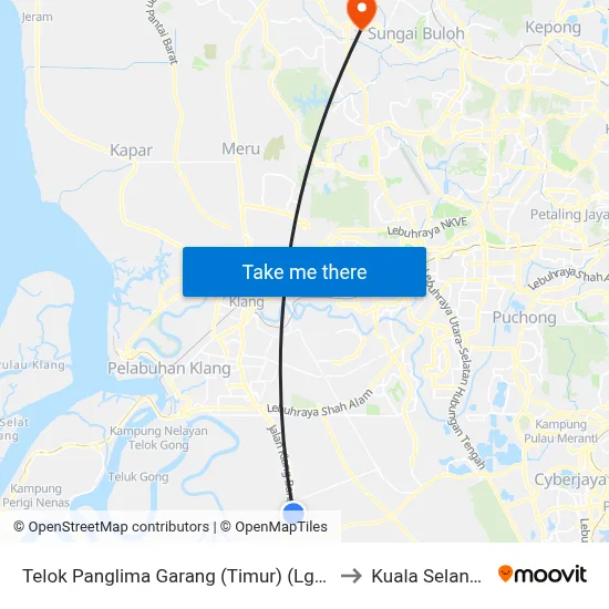 Telok Panglima Garang (Timur) (Lg173) to Kuala Selangor map