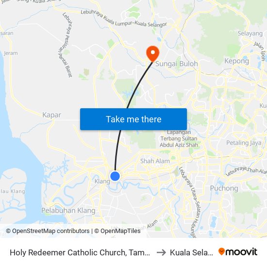 Holy Redeemer Catholic Church, Taman Eng Ann to Kuala Selangor map