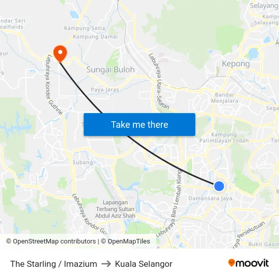 The Starling / Imazium to Kuala Selangor map