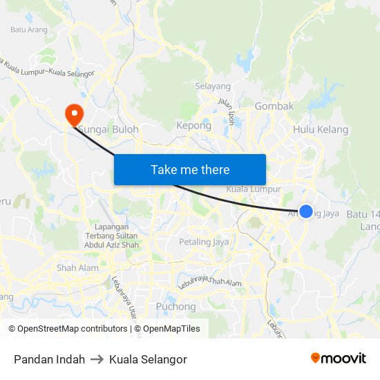 Pandan Indah to Kuala Selangor map