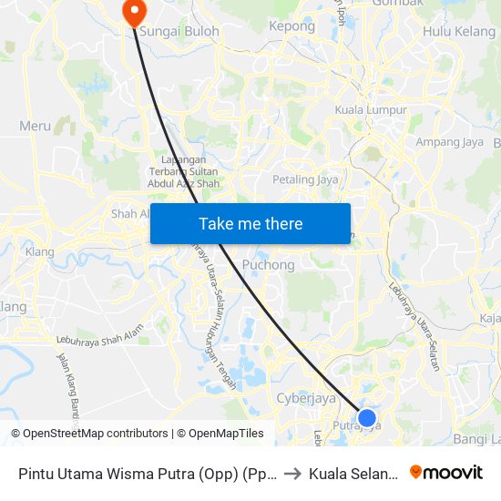 Pintu Utama Wisma Putra (Opp) (Ppj278) to Kuala Selangor map