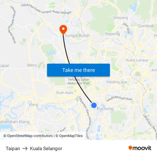 Taipan to Kuala Selangor map