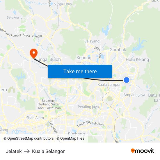 Jelatek to Kuala Selangor map