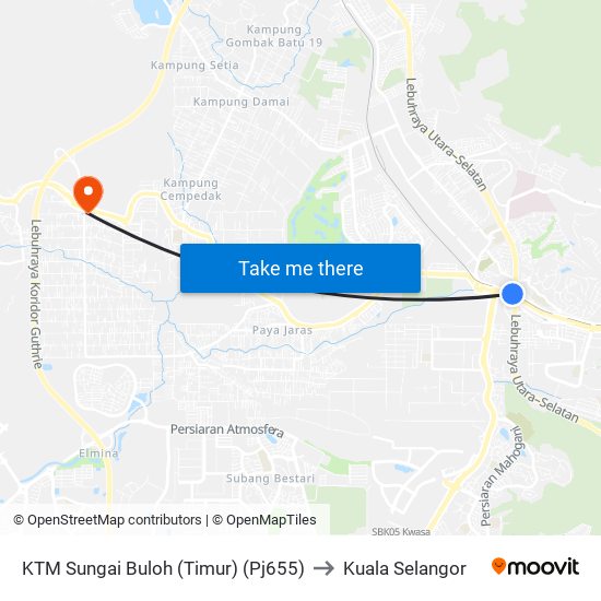 KTM Sungai Buloh (Timur) (Pj655) to Kuala Selangor map