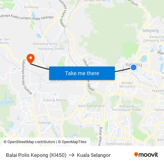 Balai Polis Kepong (Kl450) to Kuala Selangor map