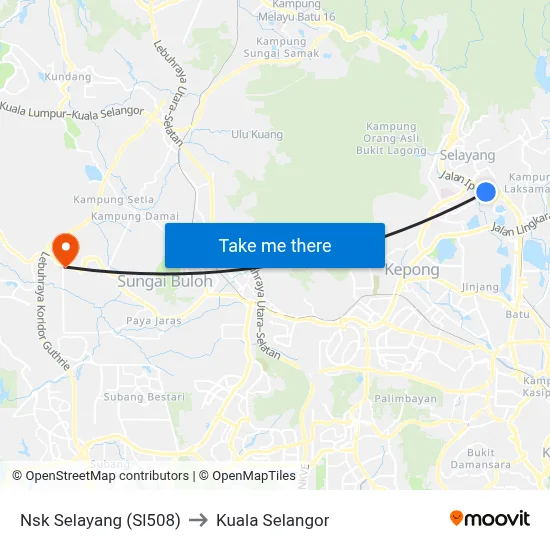 Nsk Selayang (Sl508) to Kuala Selangor map