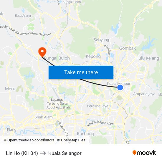 Lin Ho (Kl104) to Kuala Selangor map