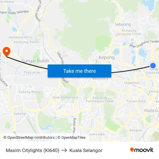 Maxim Citylights (Kl640) to Kuala Selangor map