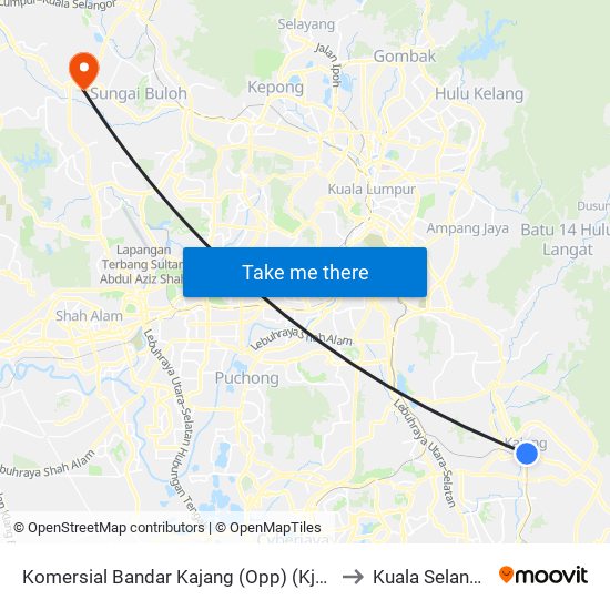 Komersial Bandar Kajang (Opp) (Kj472) to Kuala Selangor map