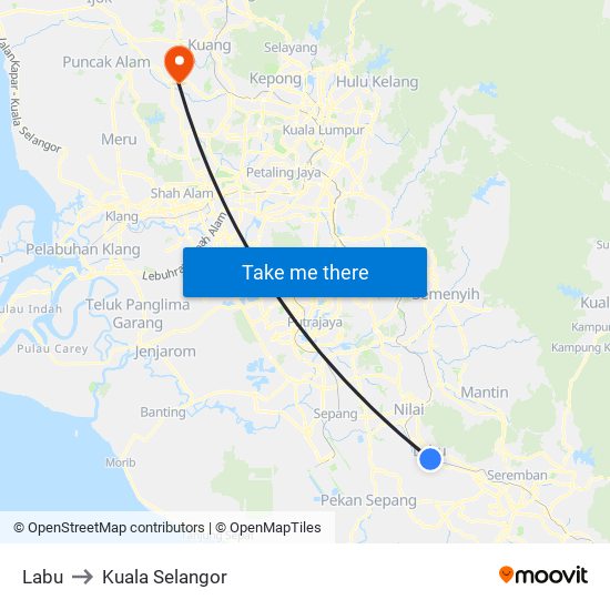Labu to Kuala Selangor map