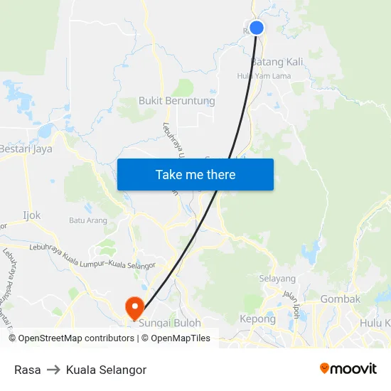 Rasa to Kuala Selangor map