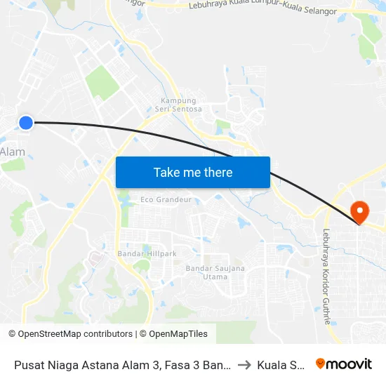 Pusat Niaga Astana Alam 3, Fasa 3 Bandar Baru Puncak Alam to Kuala Selangor map