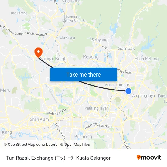 Tun Razak Exchange (Trx) to Kuala Selangor map