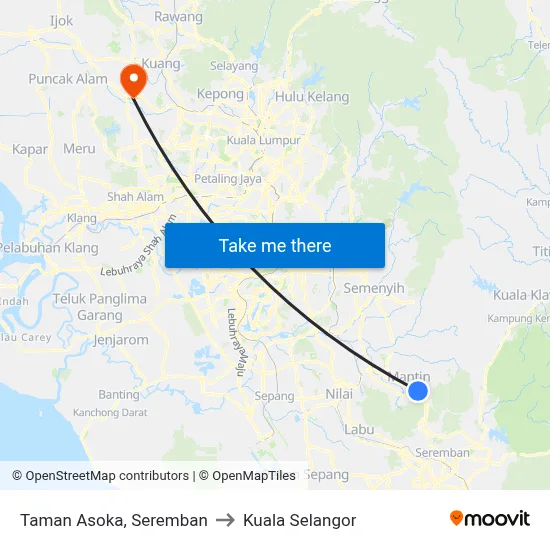 Taman Asoka, Seremban to Kuala Selangor map
