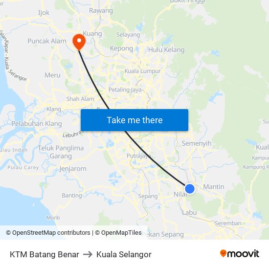 KTM Batang Benar to Kuala Selangor map