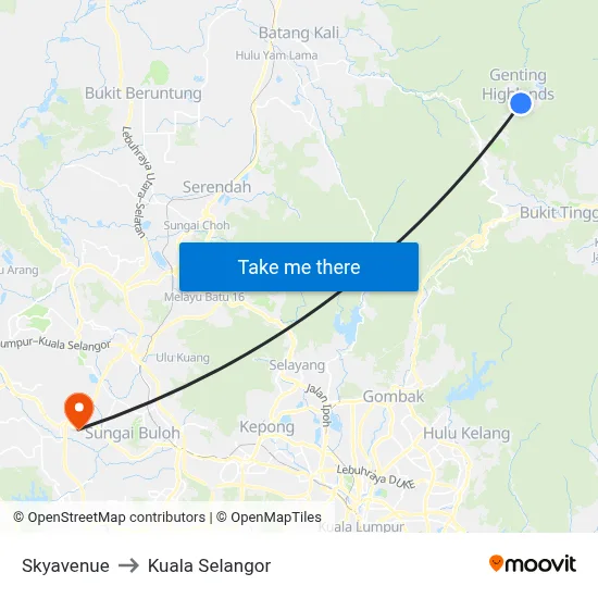 Skyavenue to Kuala Selangor map