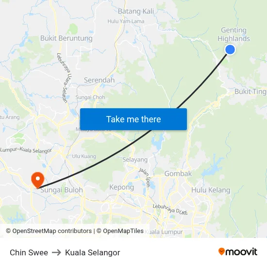 Chin Swee to Kuala Selangor map