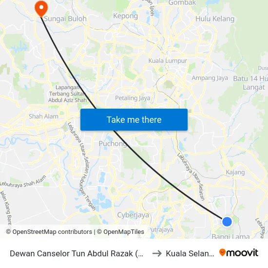 Dewan Canselor Tun Abdul Razak (Dectar) to Kuala Selangor map