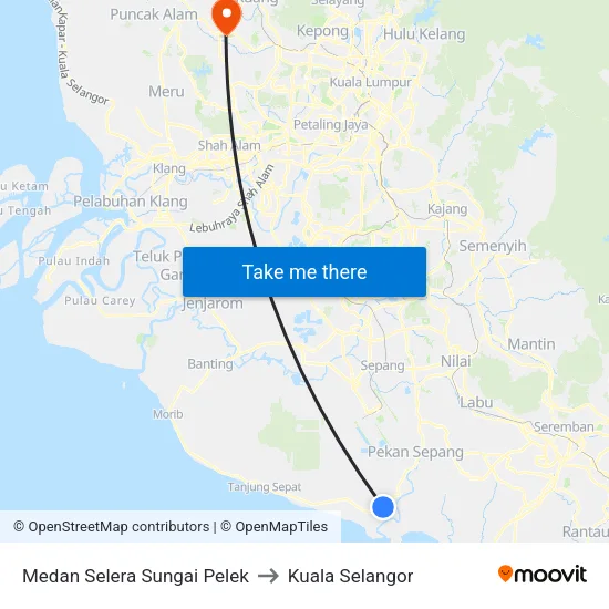 Medan Selera Sungai Pelek to Kuala Selangor map