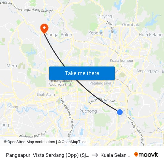 Pangsapuri Vista Serdang (Opp) (Sj764) to Kuala Selangor map