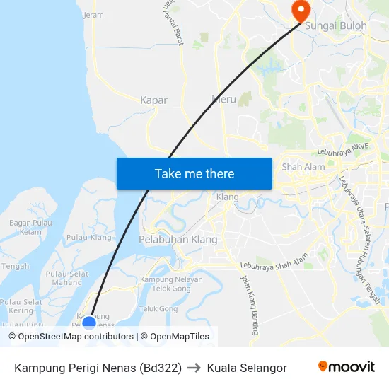 Kampung Perigi Nenas (Bd322) to Kuala Selangor map