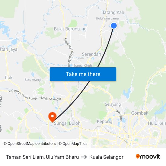 Taman Seri Liam, Ulu Yam Bharu to Kuala Selangor map