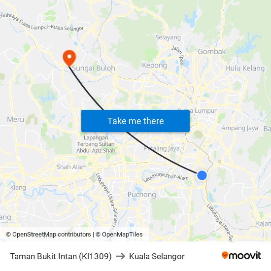 Taman Bukit Intan (Kl1309) to Kuala Selangor map