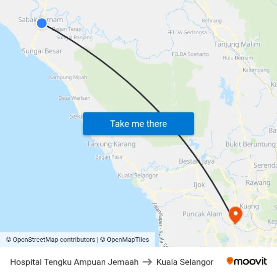 Hospital Tengku Ampuan Jemaah to Kuala Selangor map