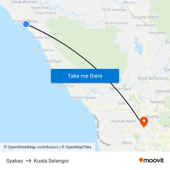 Syabas to Kuala Selangor map