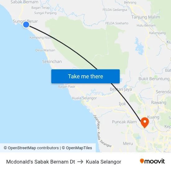 Mcdonald's Sabak Bernam Dt to Kuala Selangor map