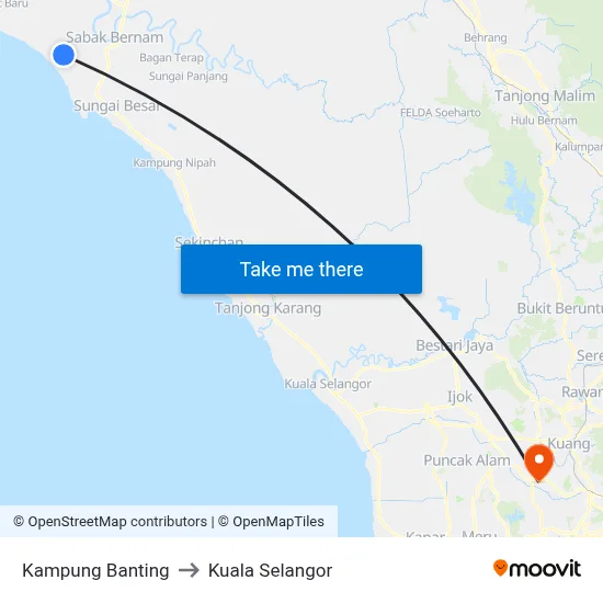 Kampung Banting to Kuala Selangor map