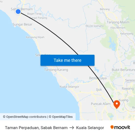 Taman Perpaduan, Sabak Bernam to Kuala Selangor map